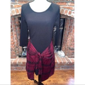 Women’s plaid dresses long sleeve knit dress